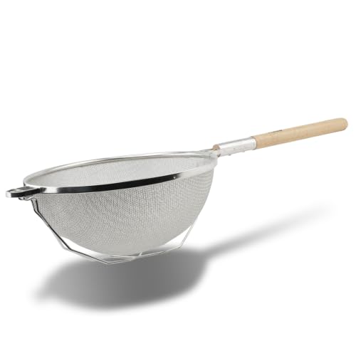 14-Inch Double Mesh Steel Strainer - Tin-Plated Kitchen Filter