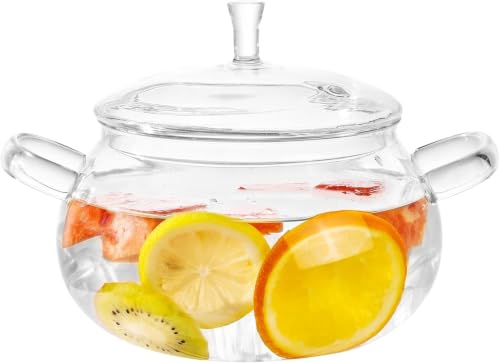 3L Borosilicate Glass Simmer Pot for Stove Top Cooking, Durable & Easy to Clean