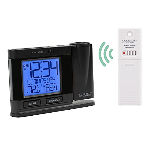 La Crosse Technology Atomic Projection Alarm Clock with Temperature - Black
