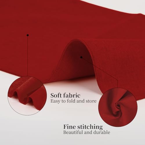 AuraNestle Burgundy Linen-Look Placemat Set of 6, 19x13 Inch, Double Layer Heat-Resistant