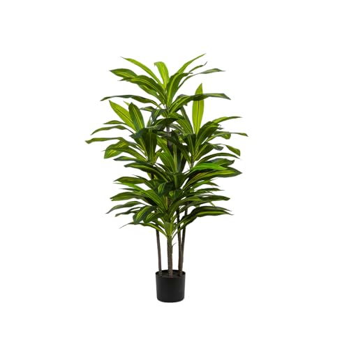 CyanZen 4ft Artificial Dracaena Tree - Large Indoor Faux Plant with Realistic Leaves