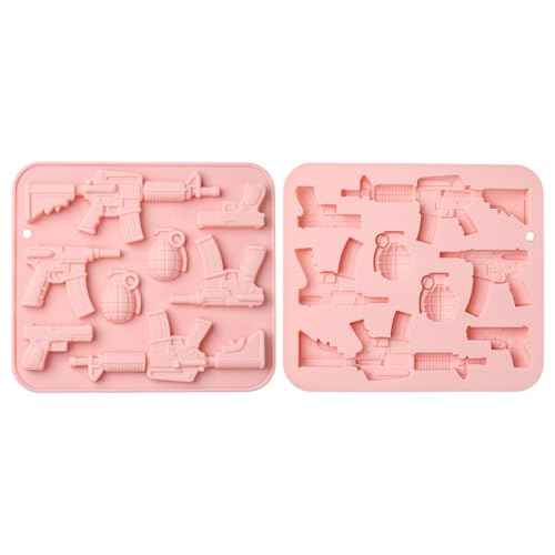 KitBeads 2Pcs Gun Silicone Molds Bullet Pistol Machine Fondant Molds for Baking Candle Crafts Party Cake Decoration Cupcake Topper