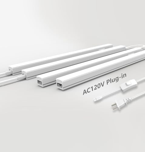 White 4 Pack 24-Inch Linkable LED Under Cabinet Lights - Plug-in, 3 CCT