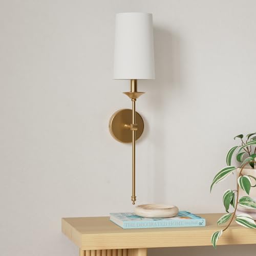 PASSICA DECOR Antique Brass Wireless Battery Wall Sconce Set of 2 with Remote, Dimmable RGB & Timer