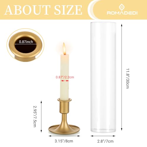 Romadedi Hurricane Candlestick Holders Gold, Taper Candle Holder, Set