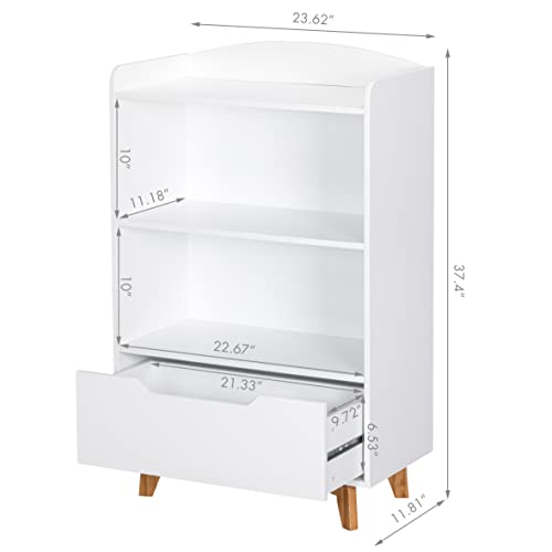 Kids Bookshelf with Drawer - Children's Toy & Book Organizer, Safe & Durable
