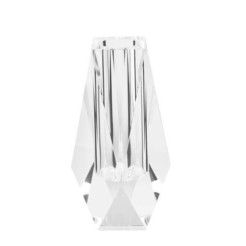 Kitcom Medium Crystal Vase for Home & Wedding Decor, Clear, 2.4x6.3 Inches