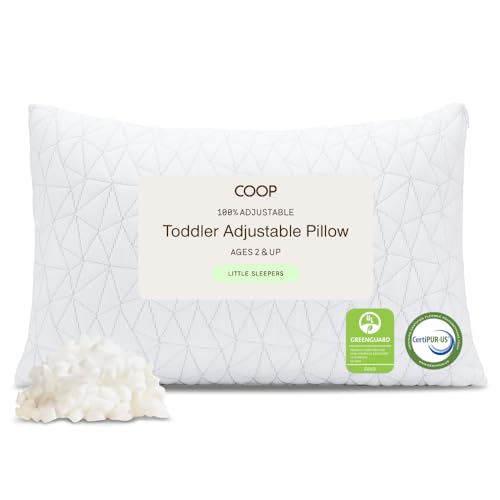 Coop Home Goods Original Toddler Adjustable Pillow - Soft, Breathable, Washable 19x13 in, CertiPUR-US & GREENGUARD Gold Certified