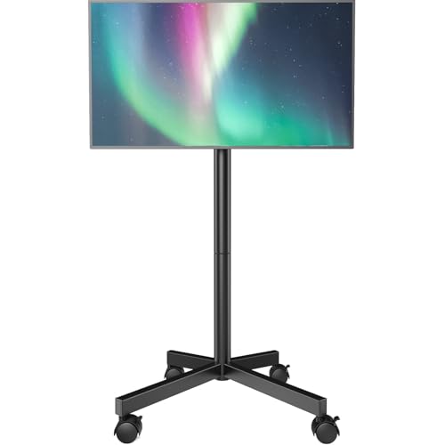 AX WABER Rectangular Mobile TV Stand for 23-60 Inch TVs, Height Adjustable, 88 lbs Capacity