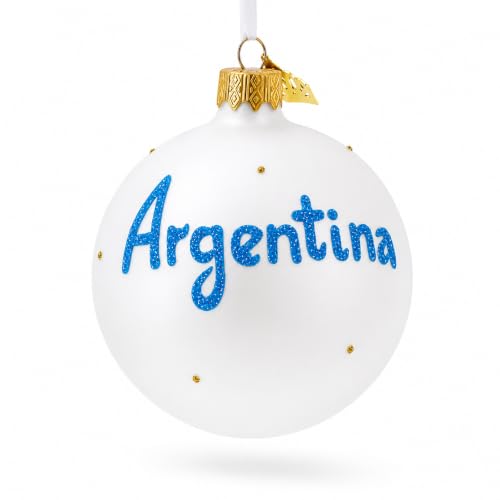 Argentina Flag Glass Christmas Ornament 3.25 Inches Hand-Painted Holiday Decor