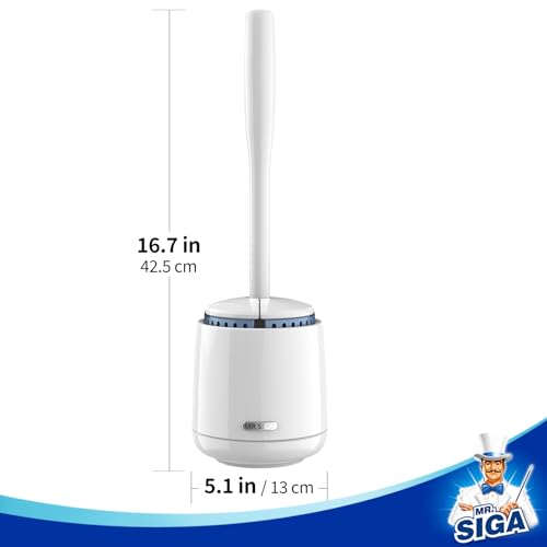 Toilet Bowl Brush and Holder Set - Long Handle, White, 2 Pack