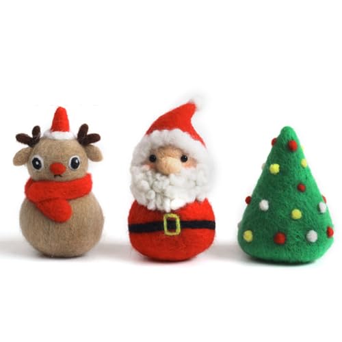 VEHICAR 3 Pack Santa Claus Needle Felting Kits for Beginners with Tools & Tutorial