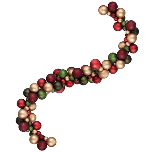 Woodland Christmas Garland 6-Foot Shatterproof Ball Ornaments for Tree, Mantle, Door