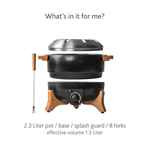 Boska Electric Fondue Set Party - 2.4 Quart, Adjustable Temp with 8 Forks
