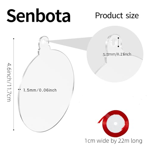 Senbota Classic Style-001 4 Inch Clear Acrylic Christmas Ornaments - 50 Pcs