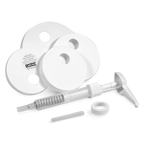 Universal Condiment Pump Dispenser Kit with 5 Lids - Pack of 1, White