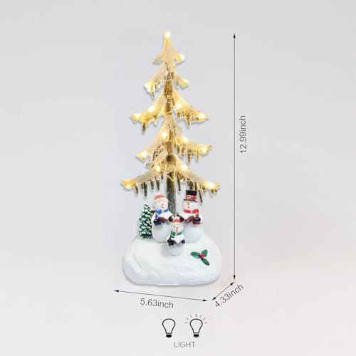 Moments in Time Snowman Acrylic LED Icicle Tree - 13 Inch Christmas Village Decor