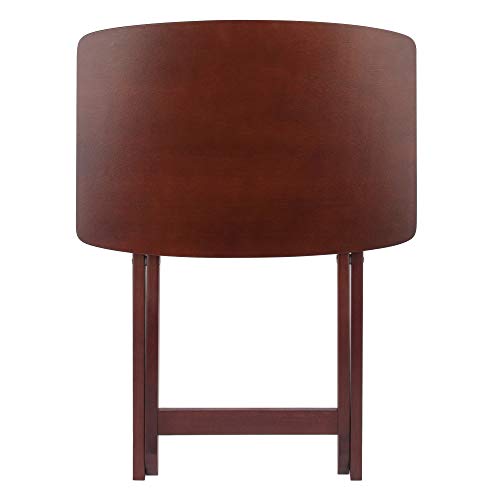 Foldable Snack Tables Set of 2 - Walnut Finish, 26 Inch Space-Saving Design