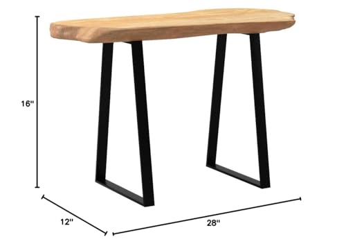 WELLAND Live Edge Cedar Entryway Bench with Metal Legs, 28" Cedar Bench