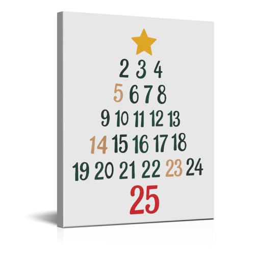 Christmas 23 Modern Wall Art - Holiday Countdown Picture 8x10 Framed for Christmas Decor