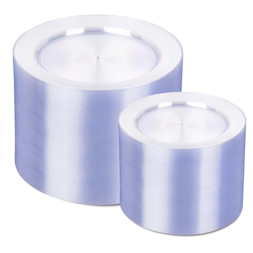 200PCS Clear Disposable Plastic Plates Set for Parties - 10" Dinner & 7" Salad Plates - Bulk Wedding & Event Tableware - Variation of THIS listing