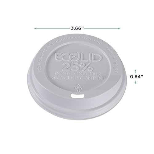 Recycled Coffee Cup Lids - White, 10-20oz, Case of 1000, Eco-Friendly, Made in USA