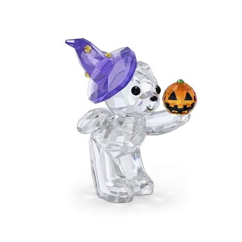 Swarovski Kris Bear Halloween Small Decor with Pumpkin Lantern & Purple Hat