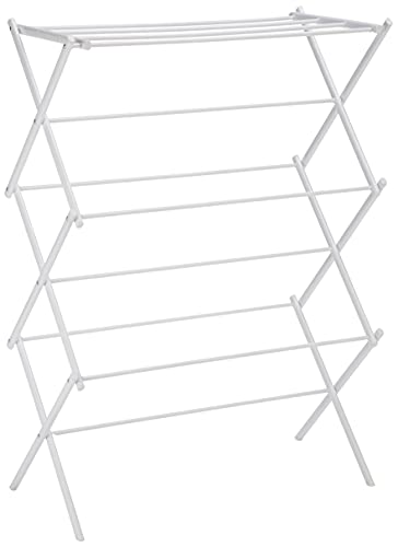 Amazon Basics White Foldable Clothes Drying Rack for Indoor Air Drying, 41.8 x 29.5 x 14.5 Inches