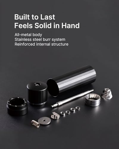 All-Metal Manual Pepper Grinder - Stainless Steel Burr, Matte Black
