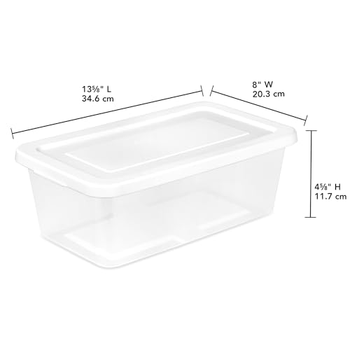 Sterilite 6 Quart Clear Plastic Storage Bins - 24-Pack Stackable Containers