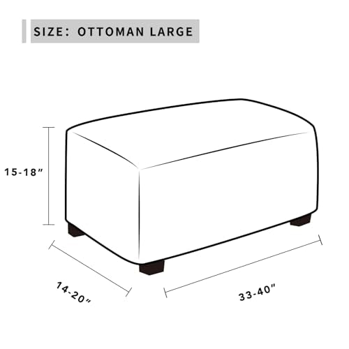 Christmas Red Large Ottoman Cover - Easy-Going Stretchy Slipcover for 33-40in Ottoman