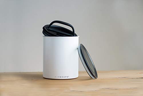 AirScape Coffee Storage Canister 2.2 lbs Matte White Kilo Version - Airtight Freshness Preservation