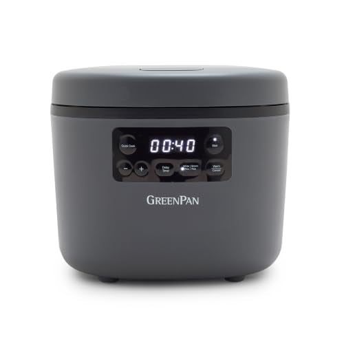 8-Cup Family-Size Rice Cooker - Graphite, PFAS-Free Ceramic Nonstick, Presets
