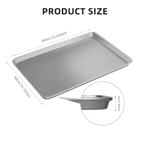 Crosson 16x24 Inch Commercial Aluminum Cookie Sheet Pan Set of 3 - Baking Tray & Jelly Roll Pan