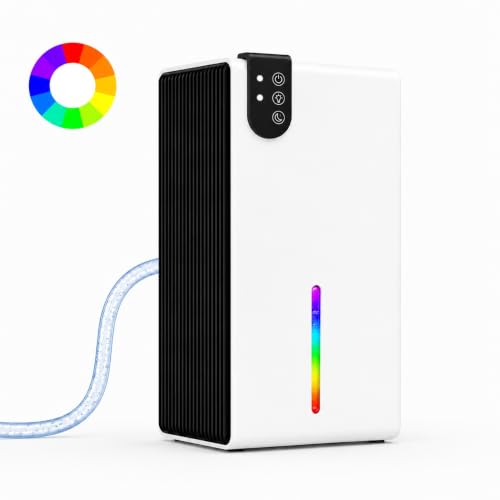 WoEleLigt 98 OZ Small Dehumidifier for Up to 1000 Sq Ft, Quiet with Drain Hose & Night Light - White Black