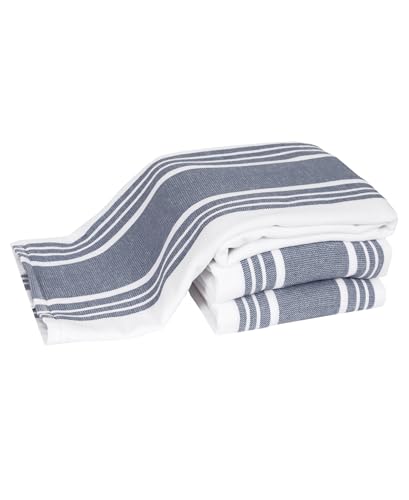 All-Clad Indigo 3-Pack Dual-Purpose Kitchen Towels - Super Absorbent & Soft, 17x30 Inches