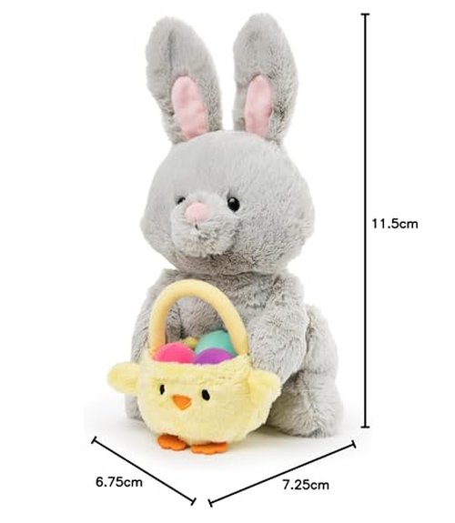 GUND Exclusive Easter Bunny with Basket and Eggs, Bunny Stuffed Animal for Ages 1 and Up, Gray, 10"