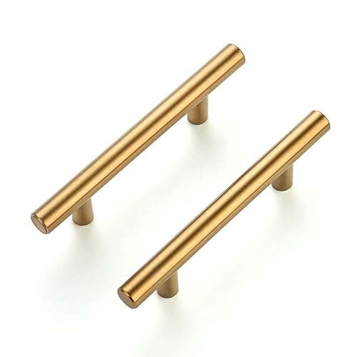 Brushed Brass Cabinet Handles - 5 Inch Length, 3 Inch Hole Center, 30 Pack - Variation of THIS listing