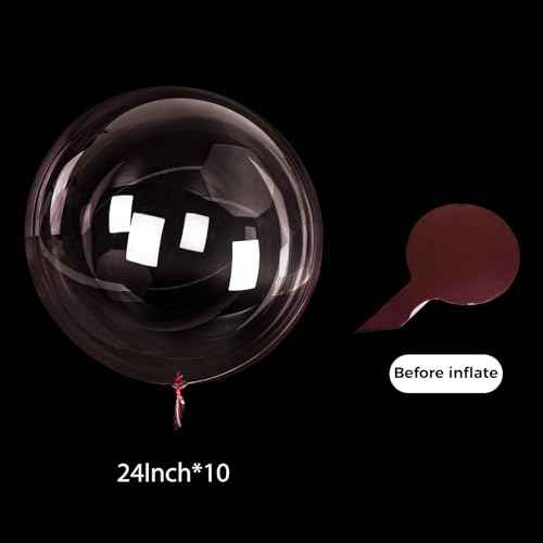 24 Inch Pink Bobo Balloons, 10PCS Bubble Clear Balloons Helium Style Large Transparent Balloon for LED Light Up Balloon Birthdays Anniversary Weddings Baby Showers Christmas Party Decorations