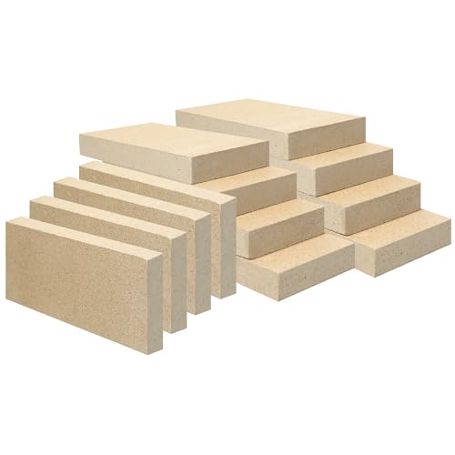 9x4.5x1.25 Inch Fire Bricks - 12 Pack for Wood Stove & Fireplace - Heat-Resistant
