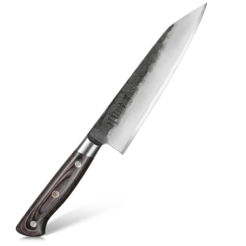 8.27 Inch Japanese Chef Knife - Razor Sharp Kiritsuke Kitchen Knife with Black Pakkawood Handle