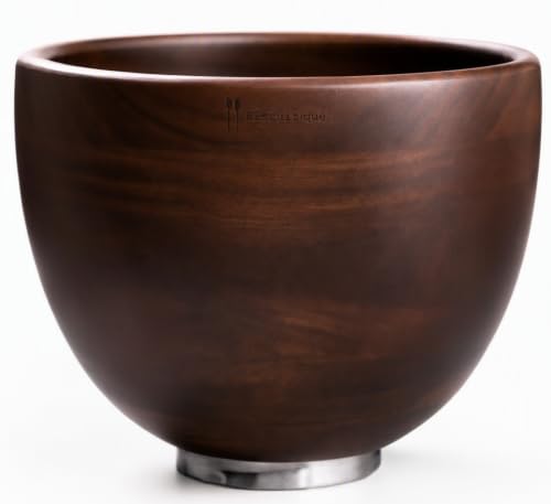 Biscuitique Solid Walnut Mixing Bowl for KitchenAid 4.5 & 5 Qt Stand Mixers