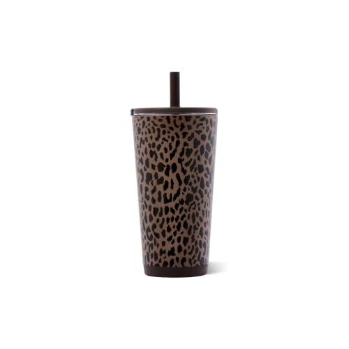 HydroJug 20 oz Ceramic-Lined Spill-Resistant Tumbler - Brown Leopard Variation