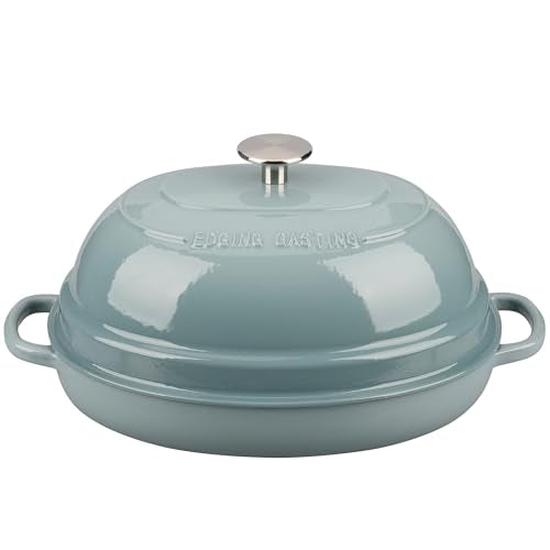 Enameled Cast Iron Dutch Oven 6QT Oval Bread Pot with Lid - Seasalt