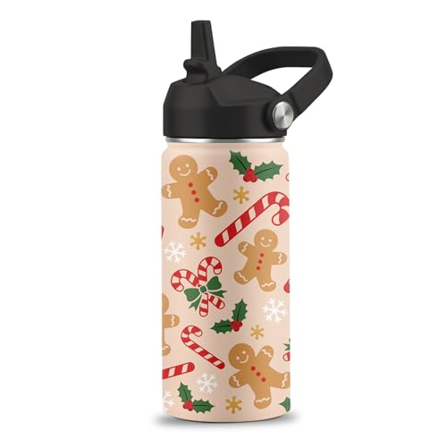 Gingerbread 16oz Stainless Steel Insulated Water Bottle with Straw Lid (FAIVHSO)