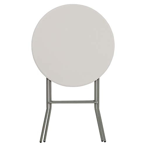 Flash Furniture 2.63 ft Plastic Round Folding Bar Table, Granite White