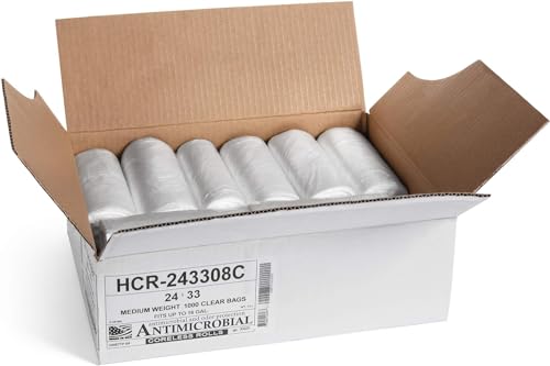 12-16 Gallon Clear Trash Bags - 8 Micron High Density Garbage Bags, 1000 Count, Leak-Proof Star Seal, Janitorial & Recycling Use - Variation: Clear / 12-16 Gal, 8 Micron Equiv, 1000 Count