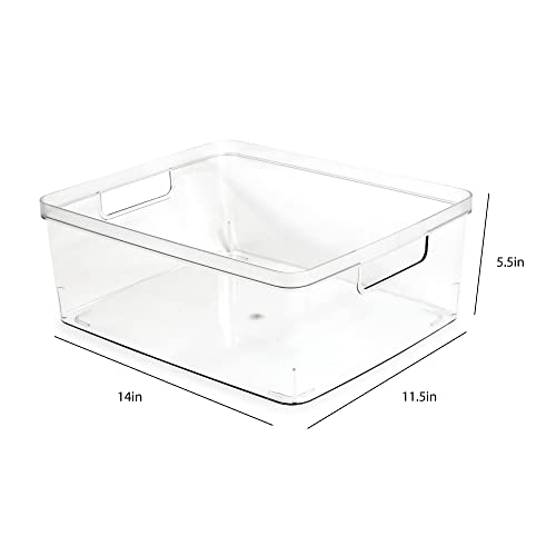 Isaac Jacobs 2-Pack Large Clear Storage Bins - Rectangle, 11.5 x 14 x 5.5 inches