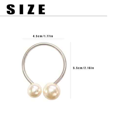 6 Pcs Silver Napkin Rings - Pearl Napkin Rings,Metal Napkin Ring for Table Settings Wedding Christmas Party Dinner Table