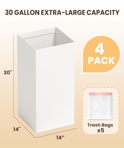 30 Gallon Disposable Trash Cans for Parties - Pack of 4, Eco-Friendly & Foldable